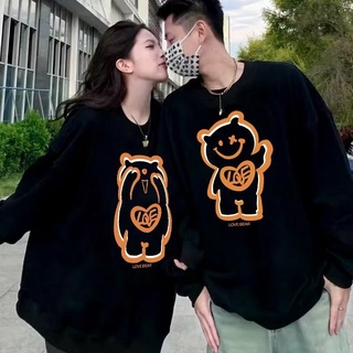 情侶裝 大學T男女 長袖上衣【M-3XL】時尚新款潮流衛衣套頭青春流行秋季運動潮ins氣質卡通熊動漫男圓領 緣投哥服飾