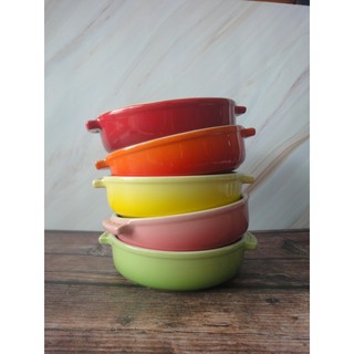 【愛咪雜貨小舖】全新現貨 LE CREUSET 西班牙小菜盤 點心盤 烤盅 烤盤 14cm 薔薇粉 火焰橘 櫻桃紅