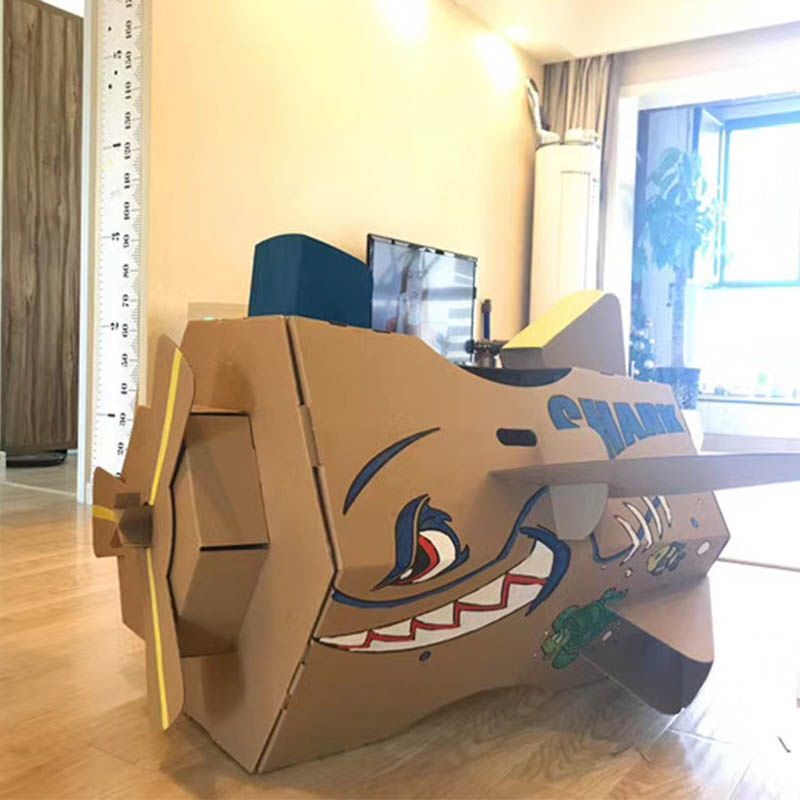 兒童玩具坦克模型紙殼紙板紙箱DIY手工制作可坐上涂色飛機屋房