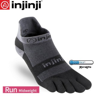 【INJINJI 美國 RUN避震吸排五趾隱形襪《黑/灰》】4095/五指襪/專業排汗襪/登山健行襪/休閒襪/悠遊山水