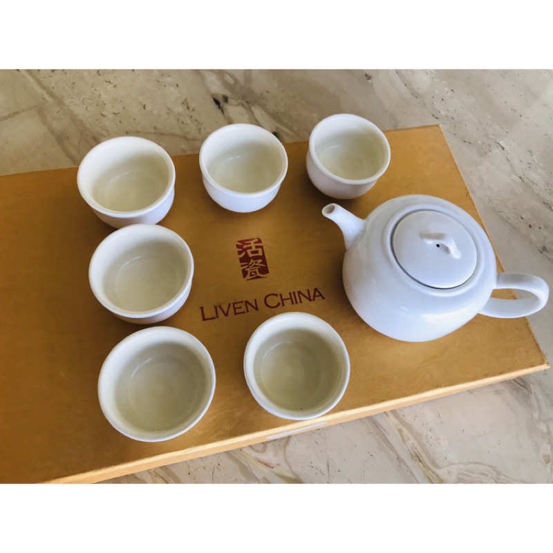 乾唐軒活瓷茶具 - 白色小茶具組：1壺6杯（送禮自用兩相宜）適合當禮物禮品