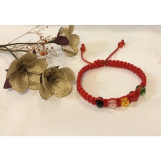 五色線綠紅黃白黑和紅色線 塑膠水晶五行手環避邪祈福手環