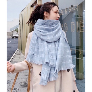 臺灣現貨寄出日韓新款小清新大格子高檔仿羊絨圍巾女韓版學生圍巾披肩兩用