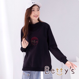 betty’s貝蒂思(05)立領繡花長袖T-shirt(黑色)