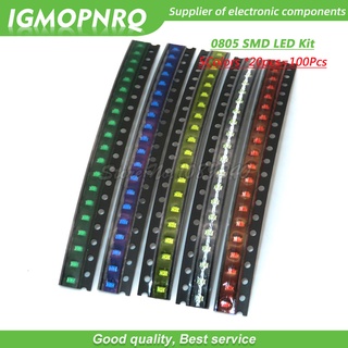 5colors *20pcs=100Pcs/Lot 0805 SMD LED Kit 白色紅色黃色綠色藍色發光二極管組