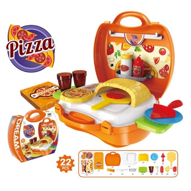 BOWA 比薩玩具手提箱 比薩玩具組 pizza/BOWA  手提箱系列另有醫具 工具箱 恐龍泥彩 化妝箱 【安娜貝爾】