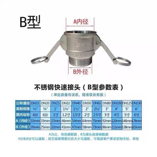 304不鏽鋼快速接頭B型 外螺紋快速接頭 B型快速接頭 DN15~DN50