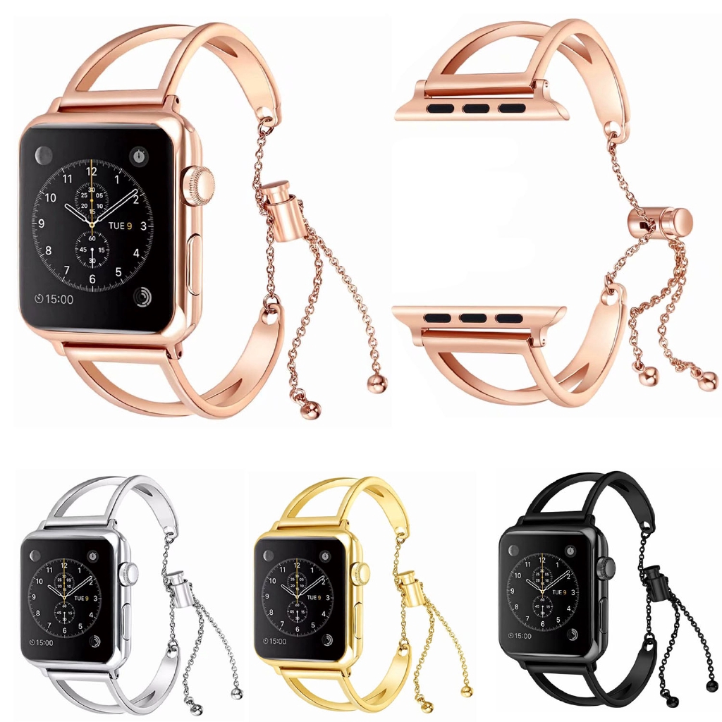 蘋果手錶鏤空手鐲錶帶 Apple Watch 4/5/6/7/8/9/SE 不鏽鋼錶帶 iwatch女士時尚腕帶 爆款