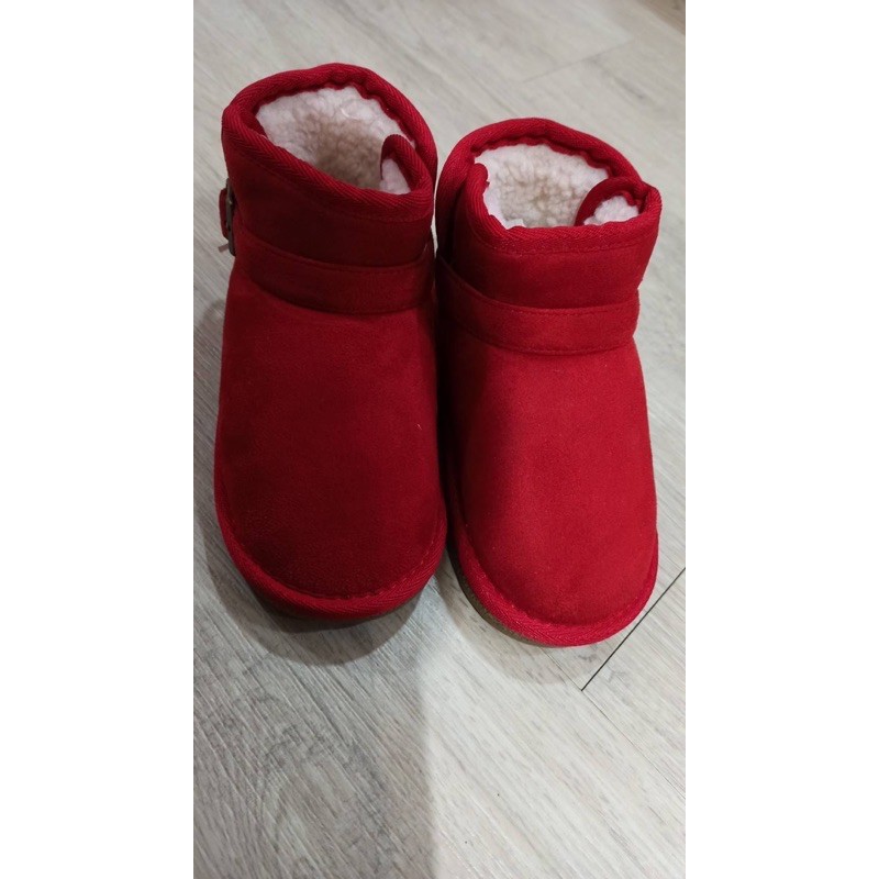 現貨兒童雪靴紅色 韓國童鞋 BABYZZAM 經典英倫側扣環雪靴 尺寸：160/170/180 各1雙 顏色：紅色