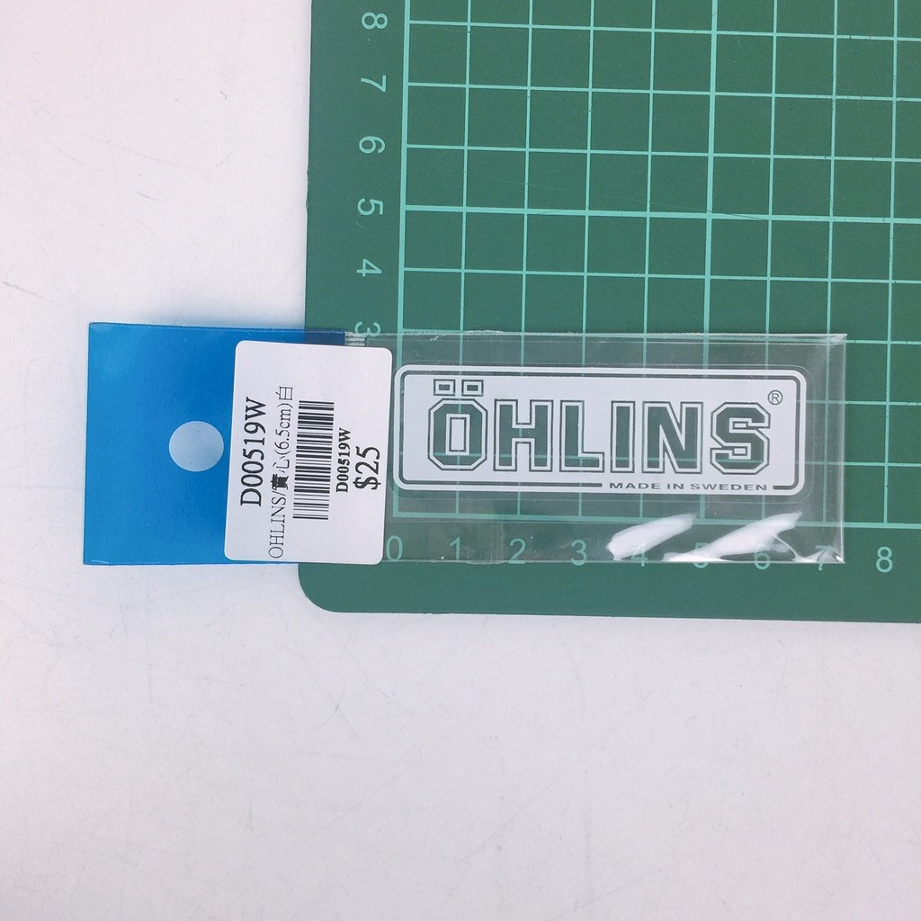 d00519W   OHLINS 實心 6.5CM 白 $25   機車 汽車 重機 車貼 貼紙 車殼 裝飾 行李箱貼