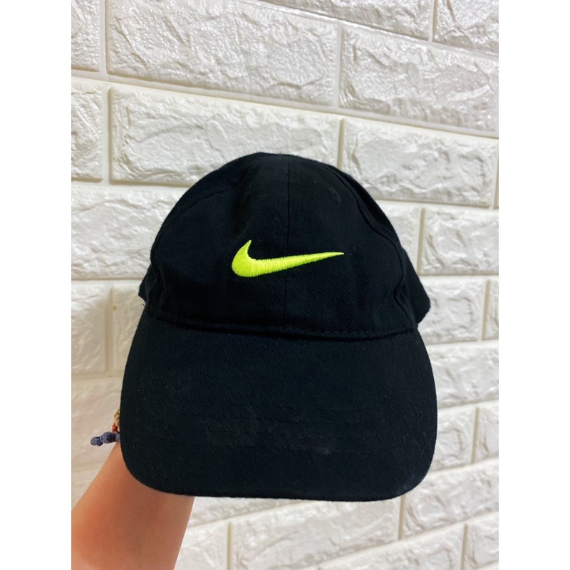 「二手」Nike 棒球帽/兒童帽/遮陽帽/螢光綠-黑