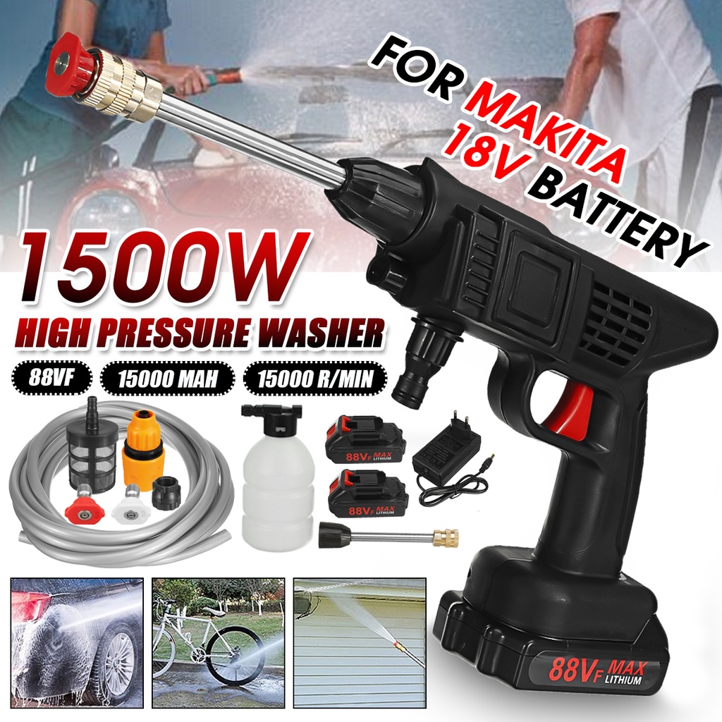 1500w 60 巴無繩高壓清洗機可充電洗車槍電動水槍泡沫機適用於 18V 電池