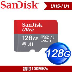 SanDisk Ultra Micro TF SDXC UHS-I 128G A1記憶卡(附轉接卡) 100MB/s