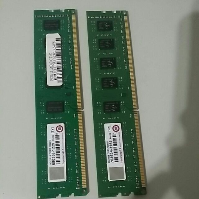 創見 DDR3 1600 8G 雙面顆粒 兩條