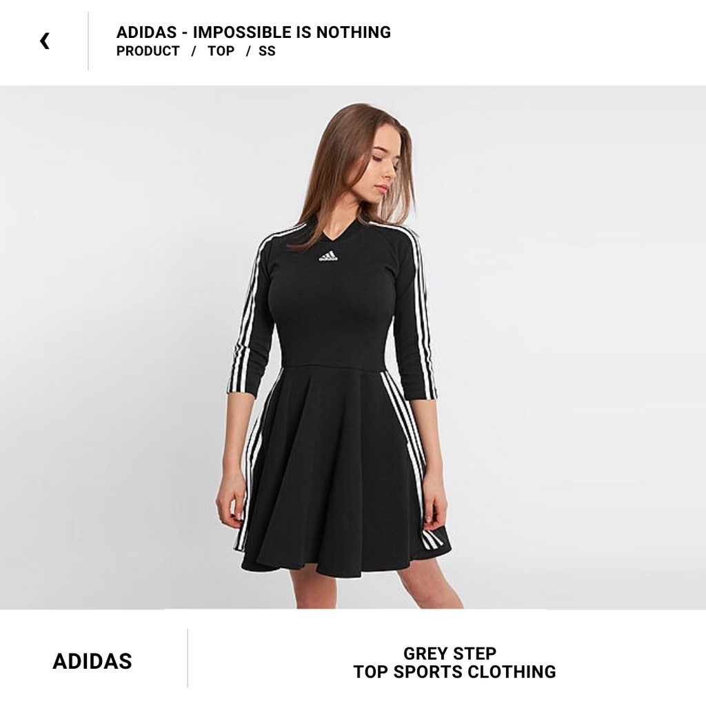 Adidas 愛迪達三葉草連身裙微V領洋裝女黑 