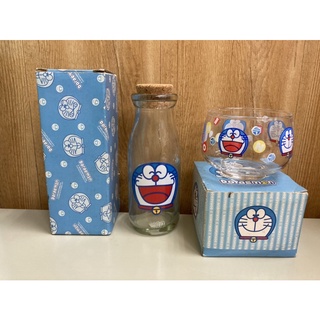 全新 哆啦A夢 玻璃瓶罐 軟木塞蓋 180CC 牛奶瓶 玻璃矮杯