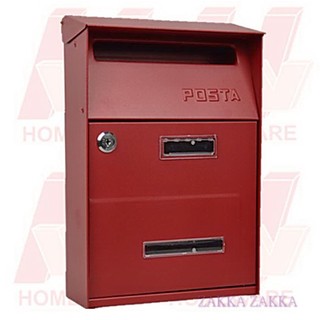 紅色信箱 鍛鐵信箱 超取蝦皮限2件 雙投信口設計 POST 郵箱 信件箱 耐候性佳 新居 雜貨王