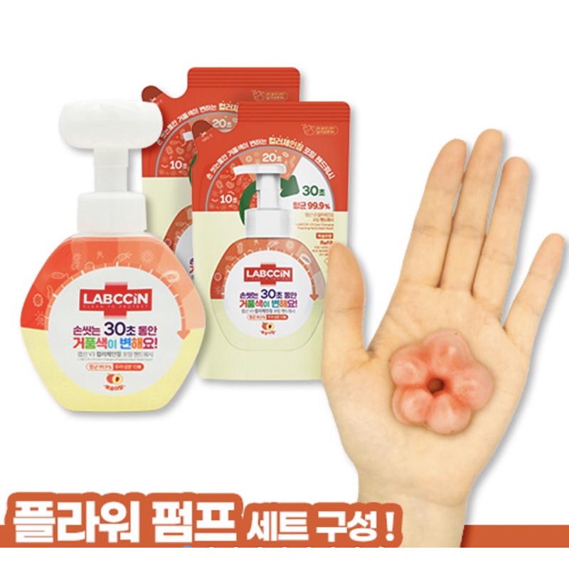 韓國機智醫生生活 Labccin慕斯洗手乳🧽洗手乳500ml+補充液450ml*2+贈送🌸花朵造型壓頭*1