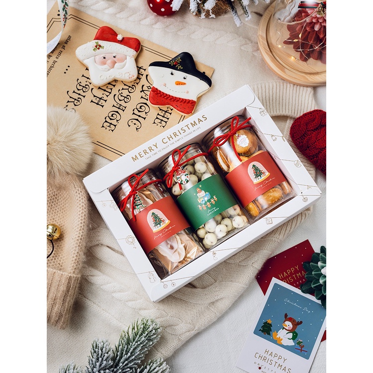 [現貨] 聖誕開窗包裝盒 聖誕透明餅乾盒 燙金包裝盒 圓罐包裝盒 甜點包裝盒 PVC包裝盒