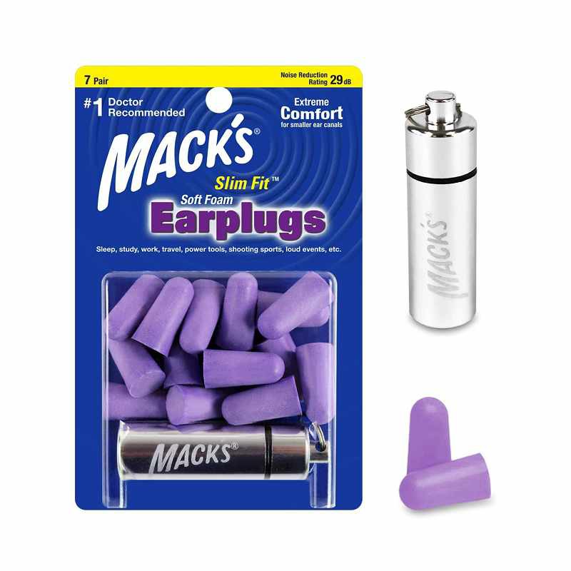 Mack's Slim Fit 紫色睡眠耳塞 降29分貝 7對 含盒 Soft Foam Earplugs macks