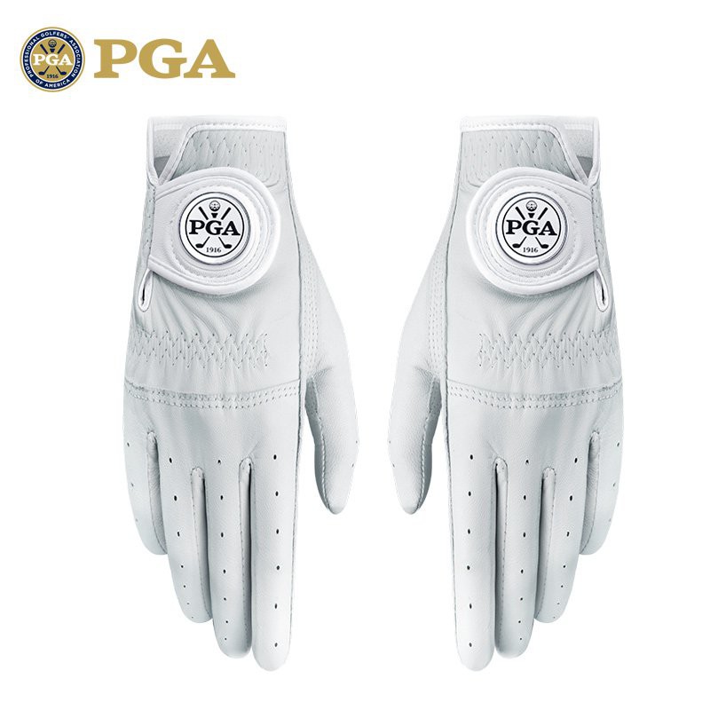 高爾夫手套  美國PGA 高爾夫球手套 女士真皮手套 全羊皮 可拆卸馬克 1雙/兩隻
