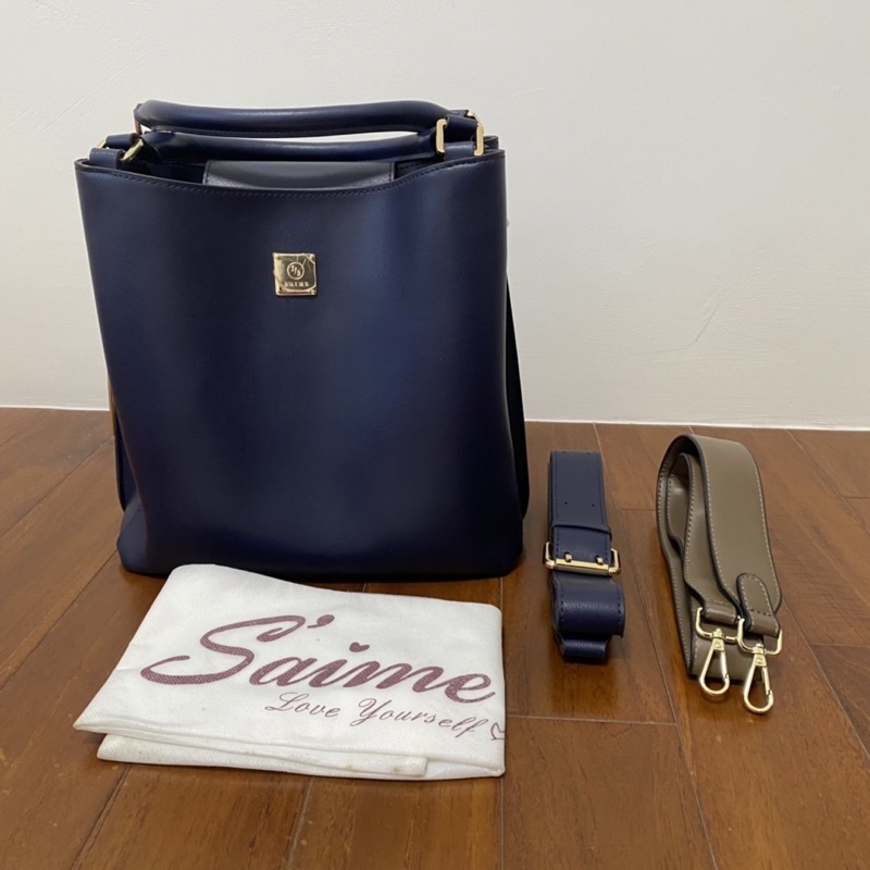 Saime 東京企劃 墨綠 手拿包 側背包/藏青 2way 手提包 側背包 流蘇 雙層水桶包