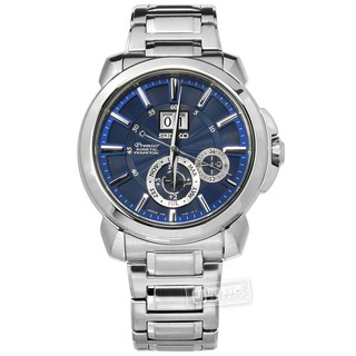 SEIKO 精工 / Premier 人動電能 萬年曆 防水 不鏽鋼手錶 藍色 / 7D56-0AG0B / 43mm