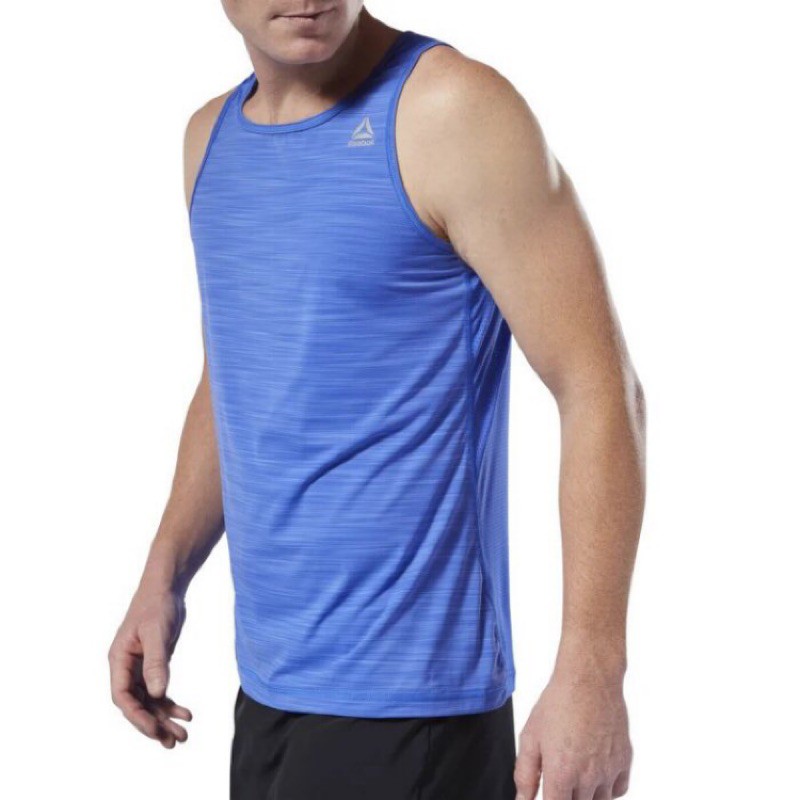 REEBOK RUN ESSENTIALS ACTIVCHILL 背心 運動背心 基本款 運動 彈性 藍色 DP6757