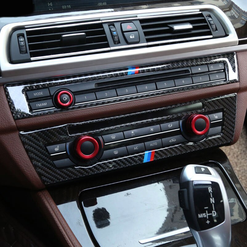 BMW 寶馬 F10 F18 5Series 內部控制空調插座蓋裝飾 CD 框架裝飾的碳纖維