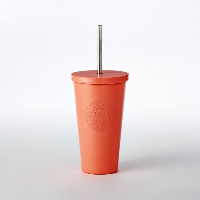 全新美國星巴克霓虹橙浮雕商標隨行杯隨身杯冷飲杯保溫杯子Starbucks Stainless Steel Cold