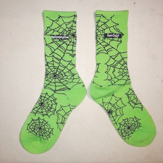 Ugly Symptom Socks 中筒襪 蜘蛛網 螢光綠 限定款