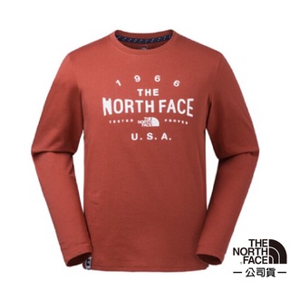 【美國 The North Face】男款 輕量舒適透氣長袖排汗衣(彈力羅紋領口) 機能性纖維運動衫 3CIA 橘 V