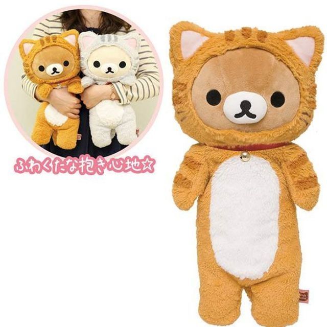 清倉特賣 喵頭 萌 懶懶熊拉拉熊 懶熊一代貓貓咪橘貓虎斑1代m號抱枕肉球鈴鐺娃娃 蝦皮購物