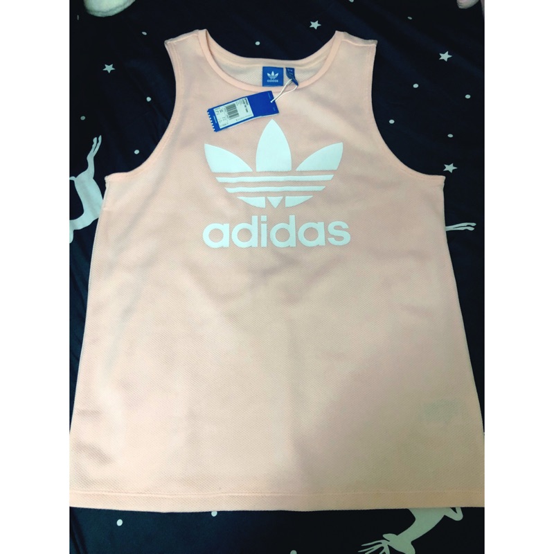 Adidas 三葉草運動背心 長版(粉色）