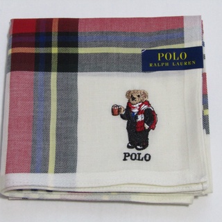 全新 POLO RALPH LAUREN 手帕 圍巾熊刺繡 100％纯棉 48cm
