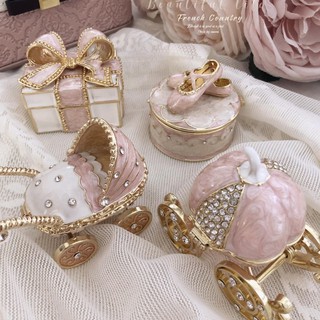 《現貨》琺琅彩金屬飾品收納盒/南瓜馬車 禮品 首飾盒 交換禮物/鄉村風/交換禮物/飾品項鍊戒指盒/法式夢幻砝琅彩