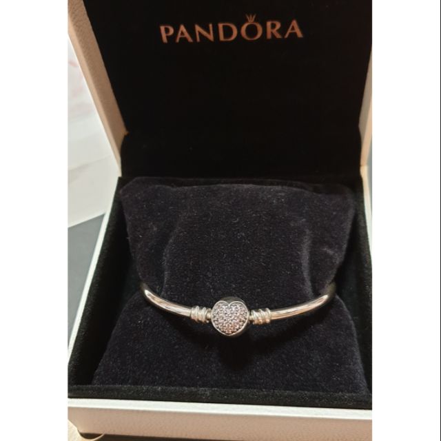 Pandora 潘朵拉 粉紅愛心 硬式手環 全新