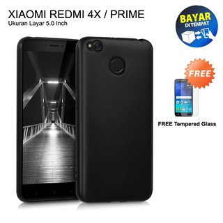 XIAOMI UltraSlim 小米 Redmi 4X 軟殼嬰兒皮膚保護套黑色啞光免費鋼化玻璃