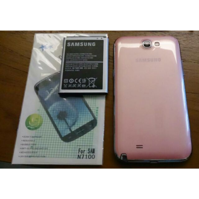 三星samsung Note2粉色女用手機~2顆原廠電池，送所有手機殼