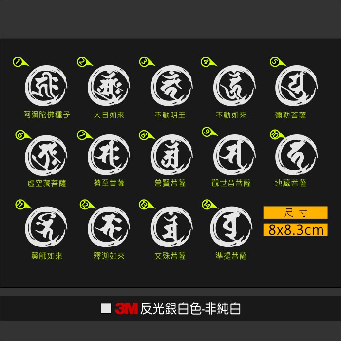 Aj 貨號013 觀世音普賢藥師釋迦文殊梵文彌勒貼紙宗教crv Hrv Rav4 Altis Kuga 蝦皮購物