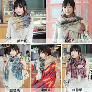 特價中╭✿蕾兒0509✿╮G010-韓國加厚保暖馬海毛條紋拼色針織毛線圍巾圈圈紗圍巾披肩脖圍