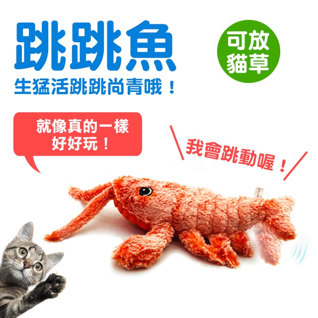 韓國銷售第一🔥跳跳魚 龍蝦 貓玩具 寵物玩具 貓草魚 感應式觸動 USB充電 活跳跳 小丑魚🧡歐佩特
