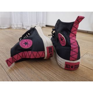 35號All Star Converse 黑桃紅logo休閒帆布鞋USA5號