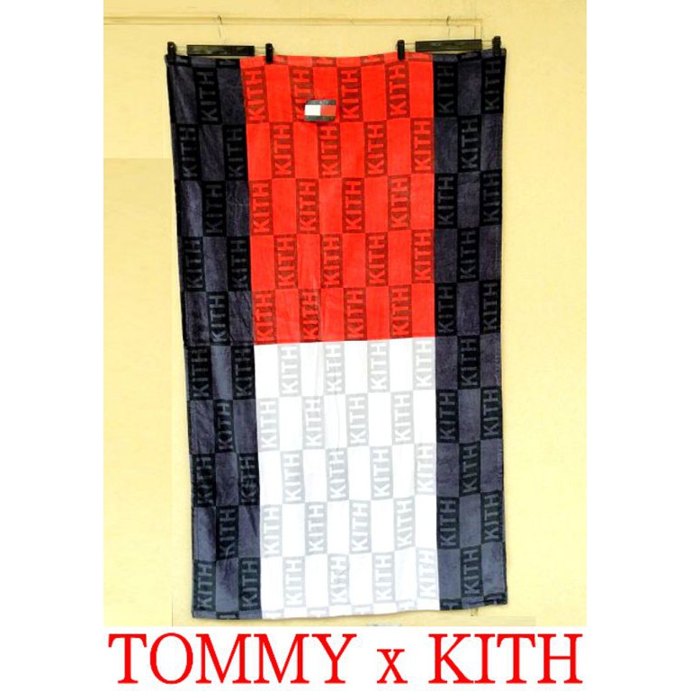 BLACK全新KITH x TOMMY hilfiger滿版BOX LOGO海灘披巾/特大MONOGRAM浴巾