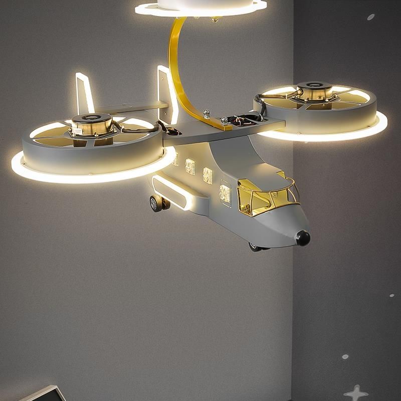風扇飛機燈兒童房男孩臥室吊燈創意阿凡達戰斗直升機模型房間燈飾 Cute蒂咔朵*