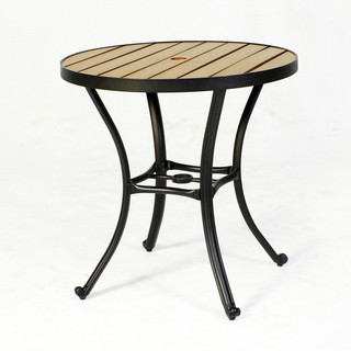 【FU40-5】 70cm鋁合金塑木圓桌(黑) A41213-1