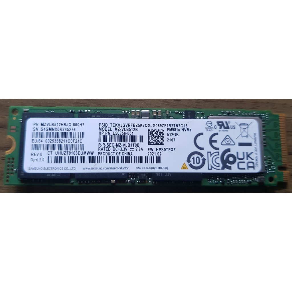 Samsung 512GB PM981a NVMe PCIE 3 SSD 固態硬碟
