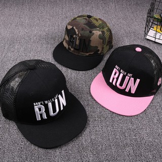 男孩女孩夏季帽子韓國優質棒球帽run字母刺繡兒童snapback帽子嘻哈帽兒童