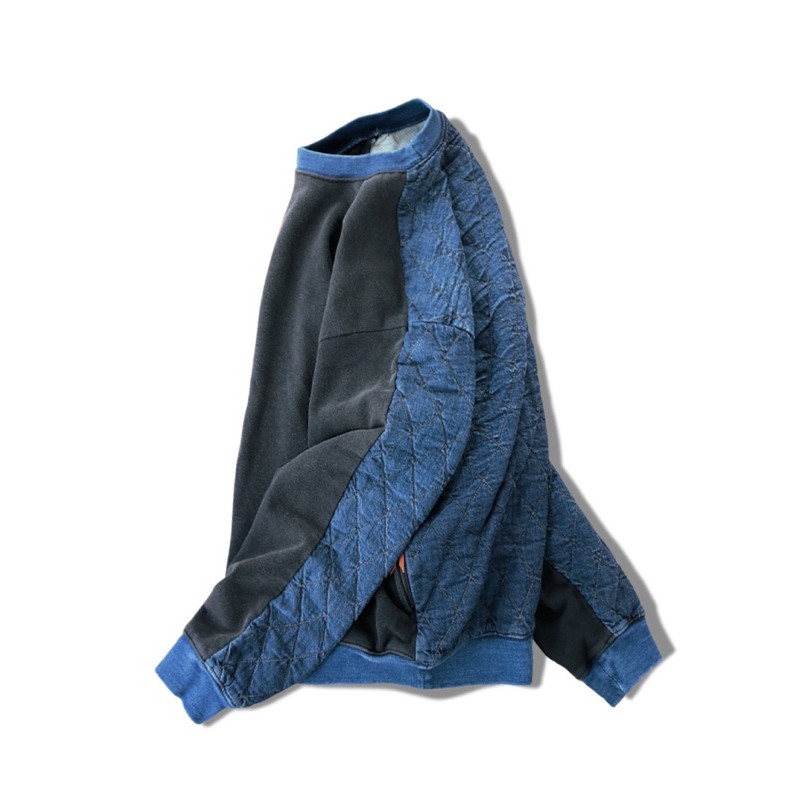 KAPITAL 裏毛×デニムキルティング NAVY 2TONE BIG スウェット 水洗 藍染 長袖套衫