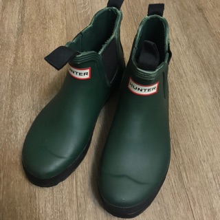 ［二手］HUNTER 短靴 雨靴 短雨靴 墨綠色 尺寸US6